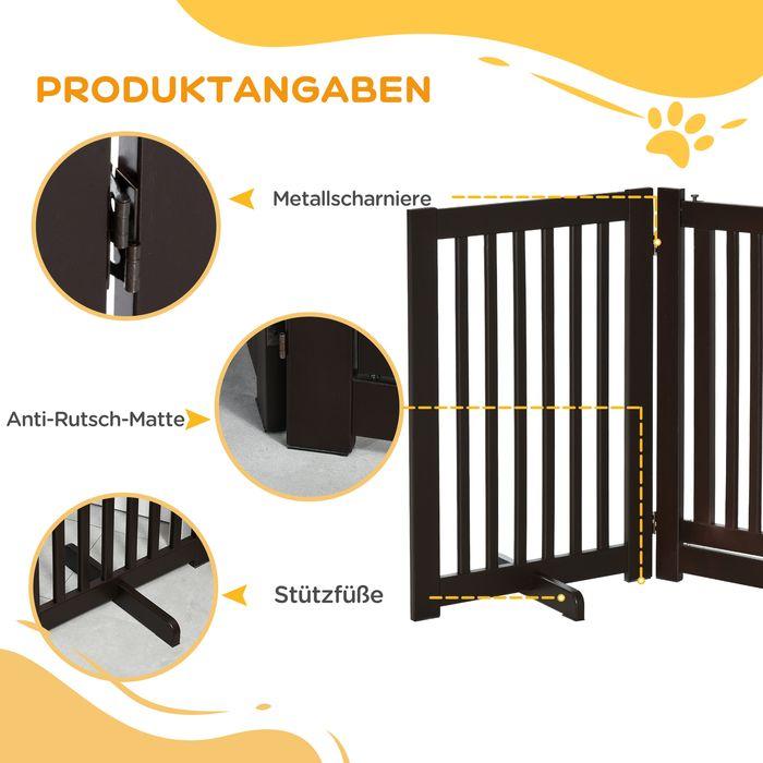 Produktbild Swisshandel24 Türschutzgitter Absperrgitter Hundegitter Schutzgitter Holz Freistehend für Hunde Verstellbar mit Fü