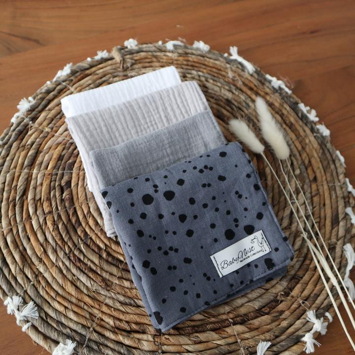 Actual product image Baby-Nest Muslin cloths set of 4 made from premium muslin Stones