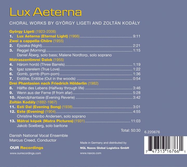 Actual product image Ligeti:Lux Aeterna,SACD Hybrid (Zoltàn Kodály, György Ligeti, 2022)
