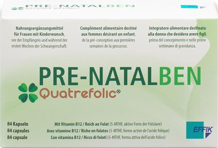 Nährwerte und Zutaten Natalben PreNatalben Quatrefolic (84 Stück, Kapseln, 65 g)