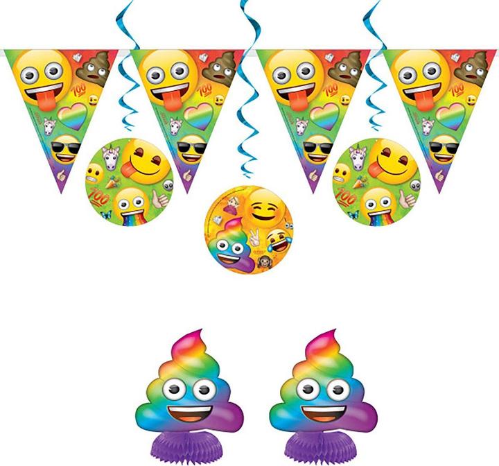 Produktbild Unique Party Emoji Hängende Dekoration Rainbow Fun 7erPack Set Folie