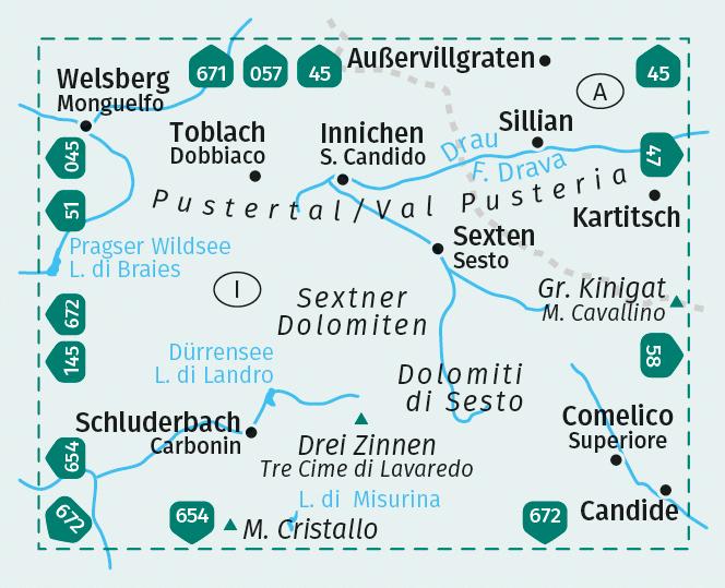 Image du produit Carte de randonnée 657 Sextner Dolomiten, Hochpustertal / Dolomiti di Sesto, Alta Pusteria