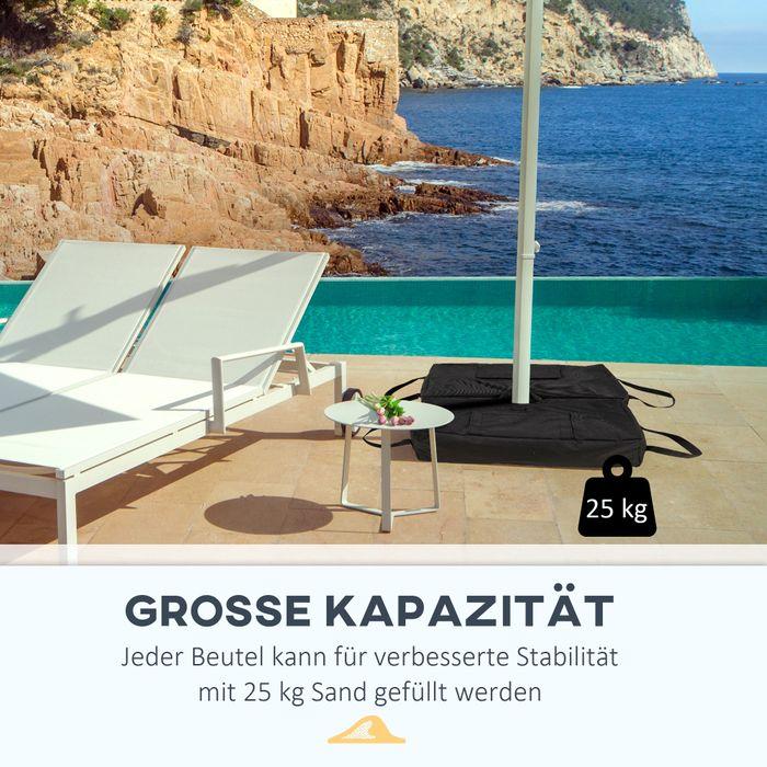 Produktbild Swisshandel24 Sonnenschirmständer Sandsack 2 x Beutel befüllbar 50 kg mit Schaufel Polyester + Kunststoff Schwarz