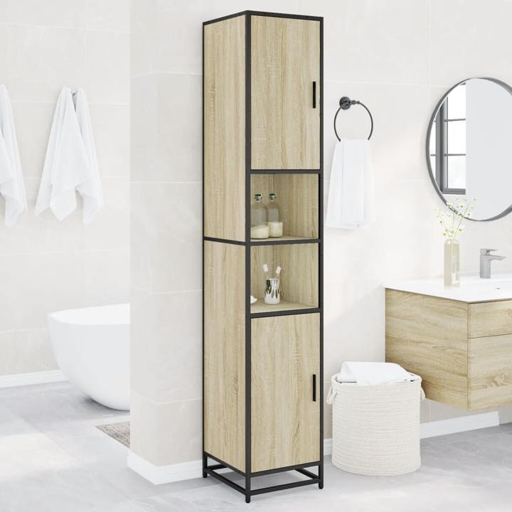 Produktbild VidaXL Badschrank Hochschrank Badezimmerschrank Schrank Badmöbel Sonoma-Eiche