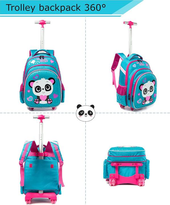Produktbild HTgroce Panda Schulranzen-Trolley mit Rollen für Kinder (24 l)