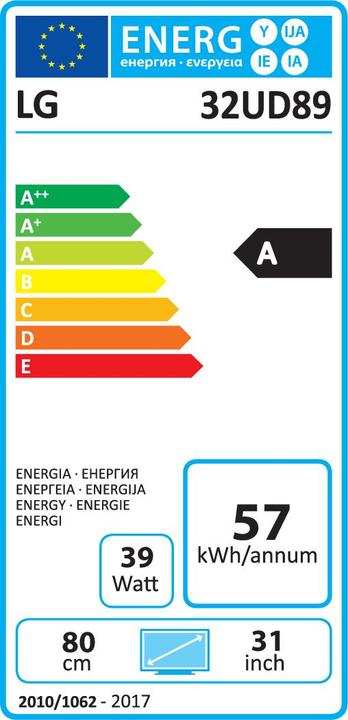 Label énergétique LG 32ud89-W (3840 x 2160 pixels, 31")