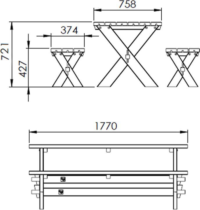 Image du produit Axi Celine Table de Pique-nique avec bancs en bois 177 cm - Marron/Blanc