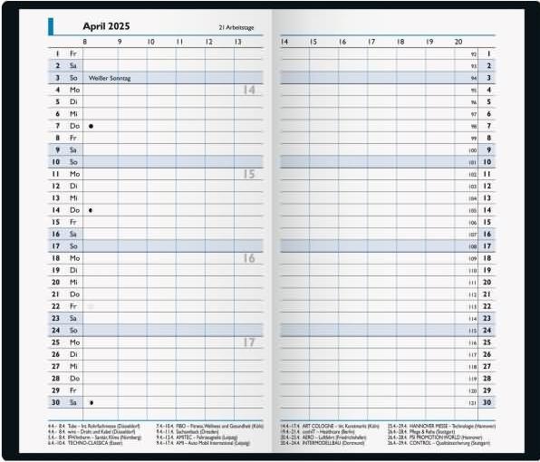 Immagine prodotto Calendario tascabile 750 8,7x15,3cm 1 mese/2 pagine plastica nera 2025