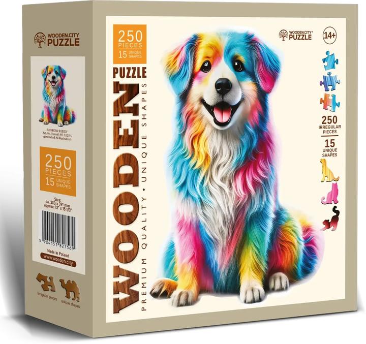 Immagine prodotto WoodenCity WOODEN CITY Rainbow Buddy 250 Wooden Puzzle Jigsaw Puzzle with unique shapes (250 pezzi)