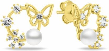 Produktbild Brilio Silver - Elegant silver earrings with zircons and pearls EA1053W