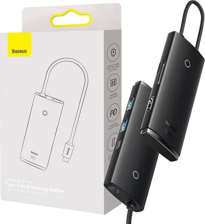 Produktbild Baseus LITE SERIES BS-OH020 HUB ADAPTER TYPE-C 6 PORT Black station (USB-C, 6 Ports)
