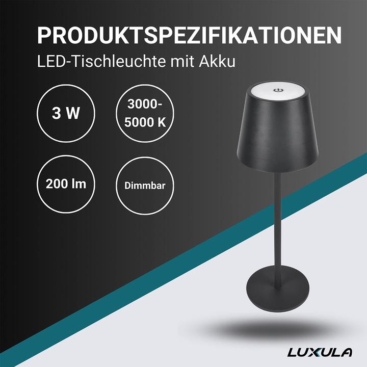 Produktbild Luxula LED-Akku-Tischleuchte LX700160 (200 lm)