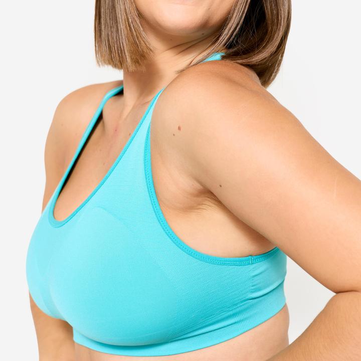 Image du produit Kalenji Sport-BH Bustier Damen nahtlos Schwimmerrücken mittlerer Halt - türkis (L)