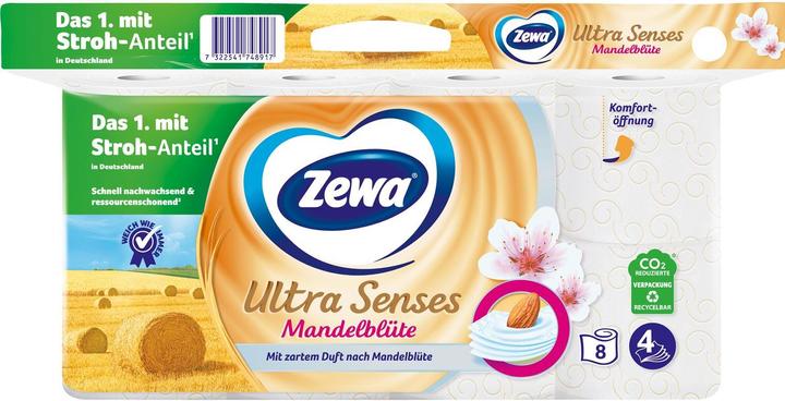 Zewa Toilettenpapier Ultra Senses Mandelmilch 8 Rollen (8 x)
