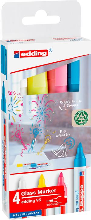 Actual product image Edding Glassboard Marker Set (White, Light blue, Pink, Yellow, 3 mm, 4 x)