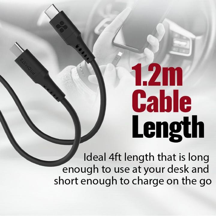 Actual product image ProMate PowerLink-CC120 Black USB-C Cable (1.20 m, USB 2.0)