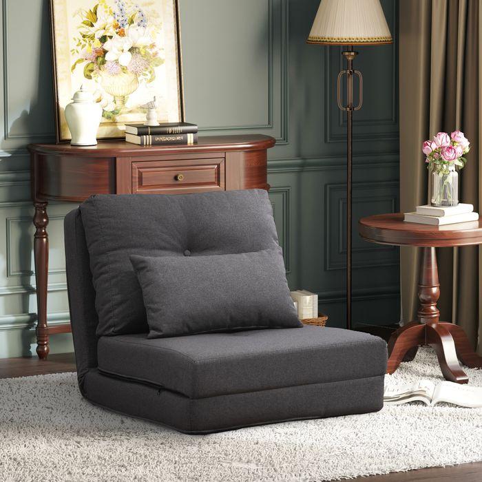 Immagine prodotto Swisshandel24 Poltrona da terra 2in1 pieghevole, schienale regolabile, cuscini decorativi, lino