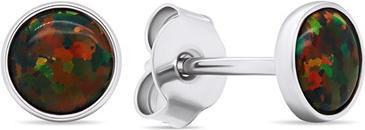 Brilio Silver - Silver stud earrings with synthetic opals EA579WBC