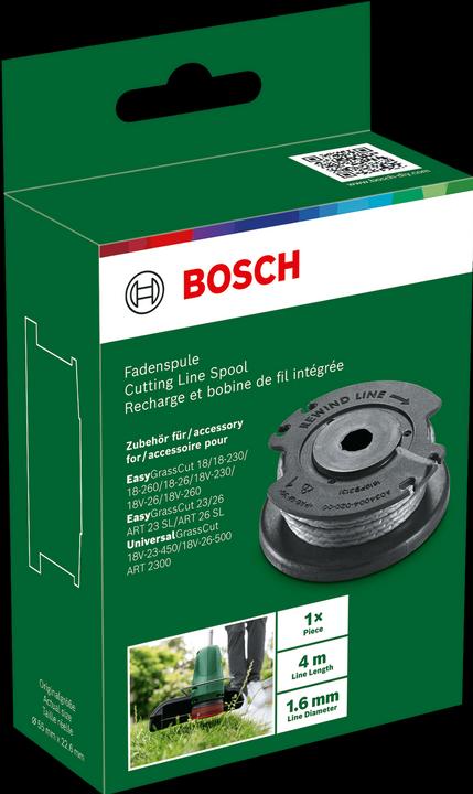 Produktbild Bosch Home & Garden Schneidfadenspule 4 m (1,6 mm) für EasyGrassCut18 (Rasentrimmer, Trimmerfaden + Fadenspule)