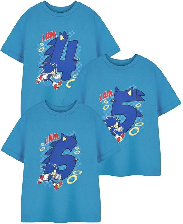 Actual product image Sonic The Hedgehog Boys Short-Sleeved 6th Birthday T-Shirt (128)