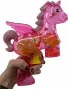 Produktbild Fun trading Seifenblasen Pistole Bubble Gun Einhorn mechanisch manuell LED mit Licht (Pink)