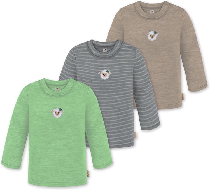 Normani 3er Pack Baby Merino Longsleeve „Taupo" - 9475