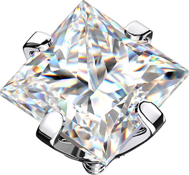 Immagine prodotto Star Piercing Dermal Anchor argento quadrato cristallo argento set (senza ottone, Acciaio chirurgico 316L)