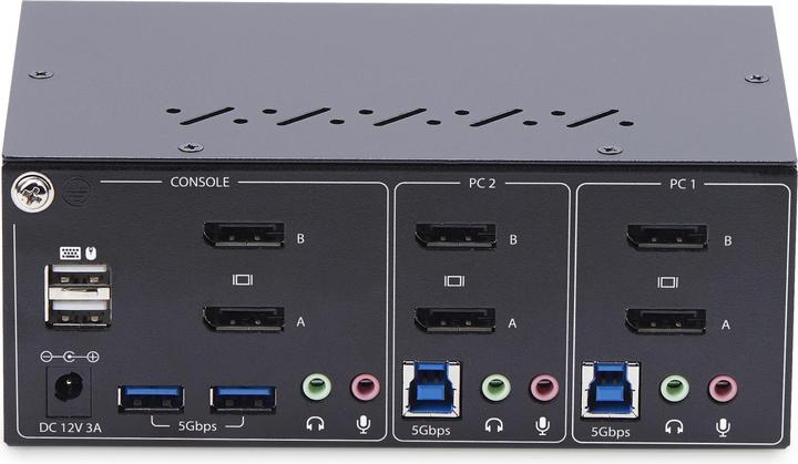 Produktbild StarTech COM 2-Port KVM Switch Dual Monitor DisplayPort 4K 60Hz 2x USB 3.0 2x USB 2.0 Hotkey/Druckta