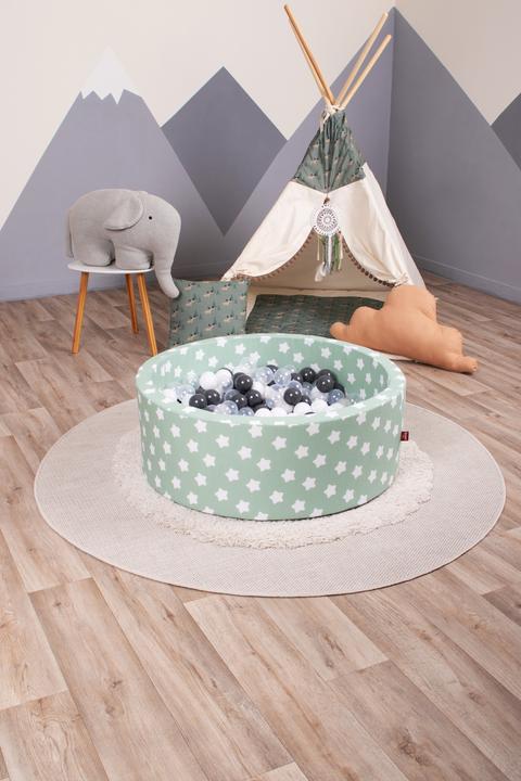 Image du produit Knorrtoys Piscine à balles soft - "Green white stars" 300 balls grey/white/transparent