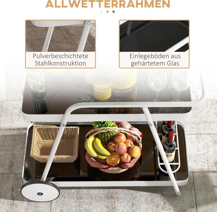 Actual product image Outsunny Garden trolley with 2 levels, handle and castors