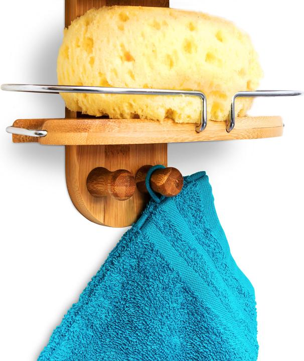 Actual product image Relaxdays Bamboo Shower Shelf (29.5 x 13.5 x 71 cm)