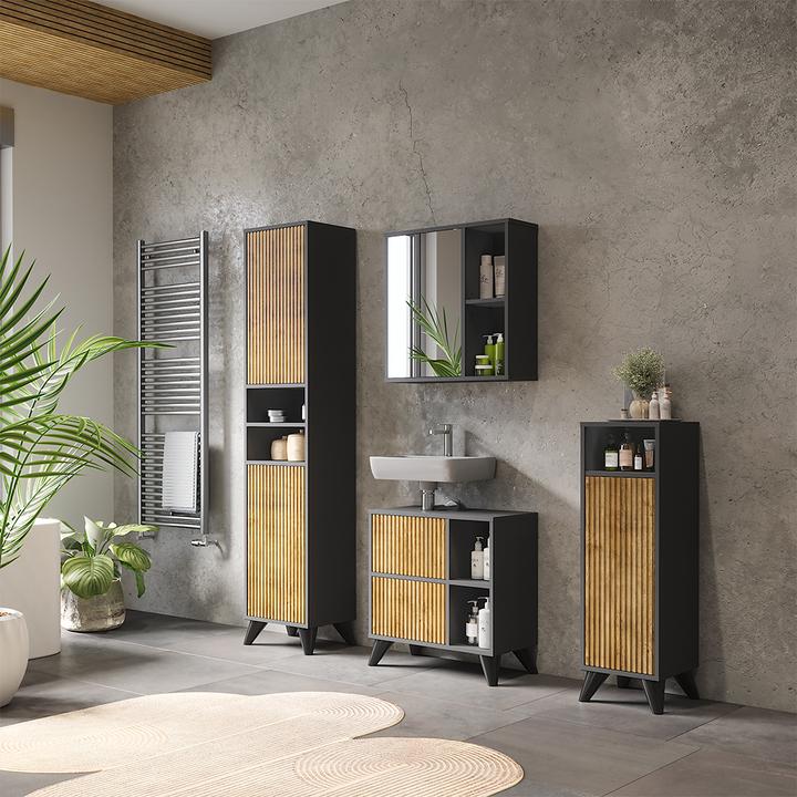 Produktbild Vichy Badmöbel-Set Leano, Anthrazit/Bergeiche, Set 4