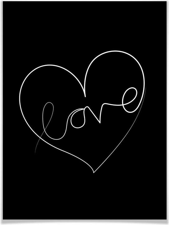 Actual product image Trenddeko Hariri - Love Lines - Black & White (24 x 30 cm)