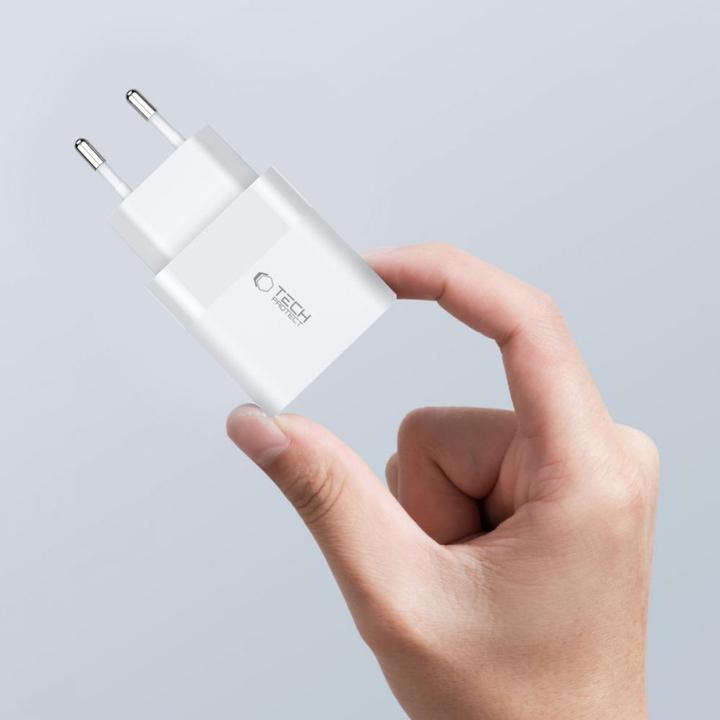 Actual product image Tech-Protect C20W 2x USB-C PD 20W network charger with USB-C / USB-C cable - white (20 W)