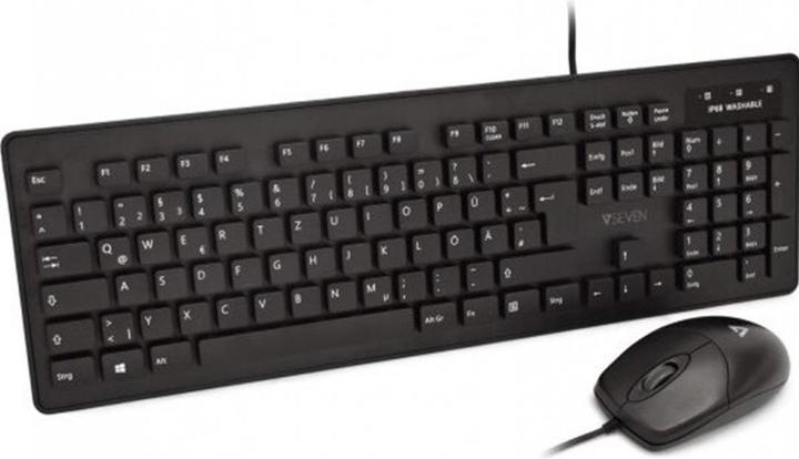 Image du produit V7 Ensemble clavier et souris antimicrobiens lavables (DE, Filaire)