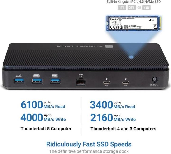 Image du produit Sonnet Echo 13 Thunderbolt 5 SSD Dock - 2TB (Thunderbolt, 4 Ports)
