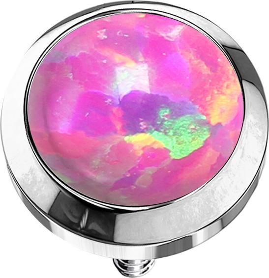 Actual product image Star Piercing Dermal Anchor silver with opal pink (without brass, Titanium G23)