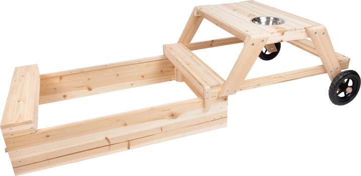 Actual product image small foot Sandpit with seating area and mud table
