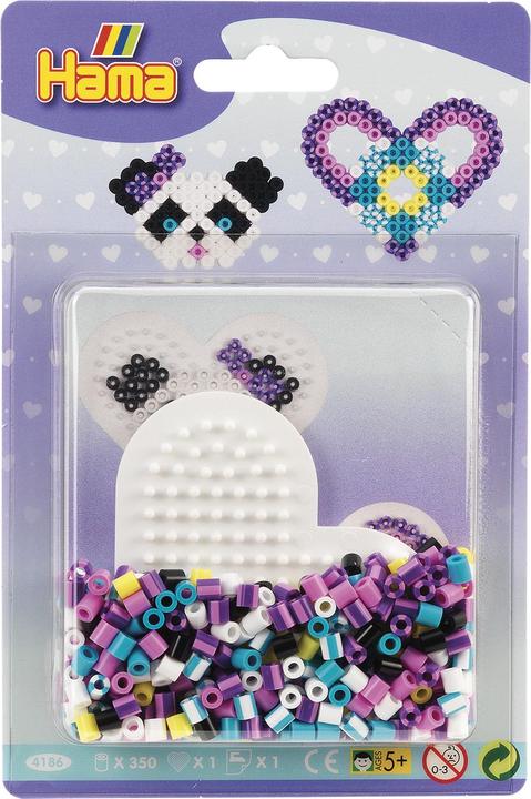 Image du produit Hama Perles à billes midi "Perles à rayures - coeur", en blister