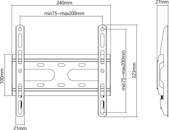 Image du produit Manhattan Support TV mural ultraplat (Mur, 43", 45 kg)