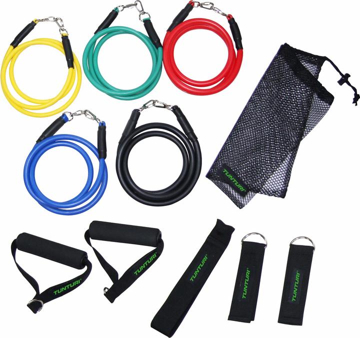 Produktbild Tunturi Multifunktionales Widerstandsbänder Set - Resistance Band Set (1.20 m, Extra Leicht, Leicht, Mittel, Stark, Extra Stark)
