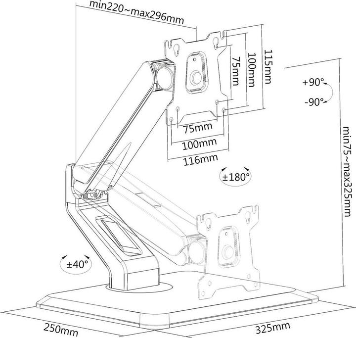Immagine prodotto Techly Supporto da scrivania per 1 touchscreen da 17-32 pollici 43-81 cm nero (Tavolo, 32")