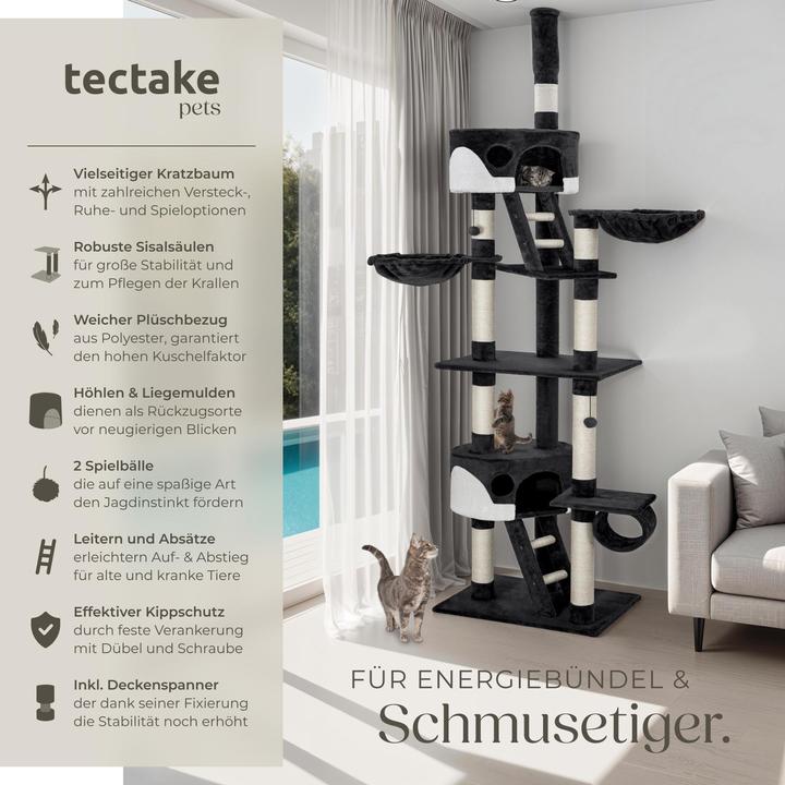 Actual product image tectake Cat Tree Hansi (260 cm, White, Black)