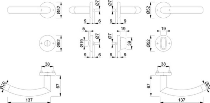 Produktbild Hoppe Rosettengarnitur Narvik E1430ZP/17KV/17KVS Edelstahl F69 rund SK/OL DIN links / rechts D/D (Türgriff)