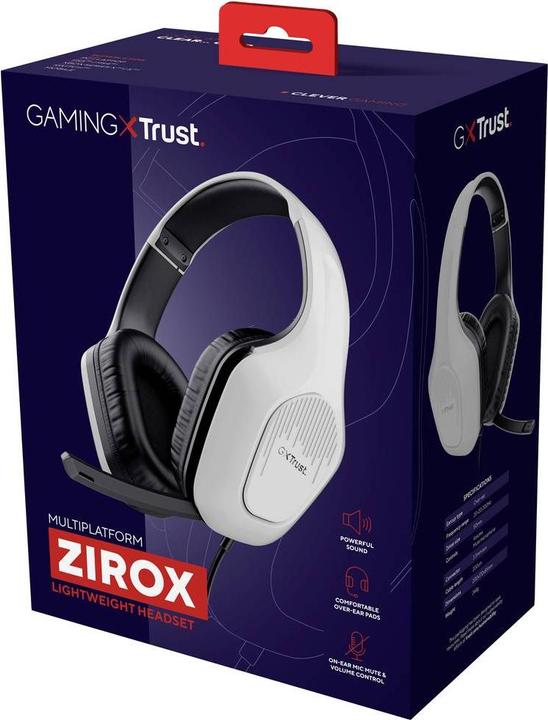 Actual product image Trust GXT415W ZIROX HEADSET - WHITE (Cable)