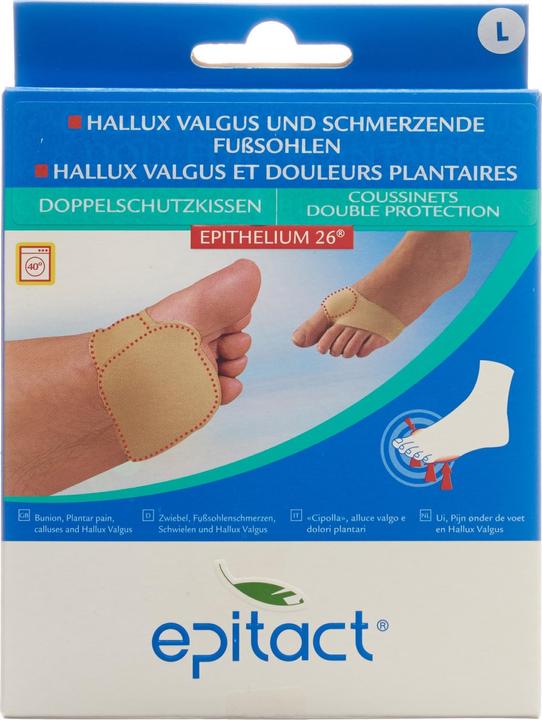 Produktbild Epitact Doppelschutzkissen Hallux Valgus und schmerzende Fusssohlen Gr. L (L)