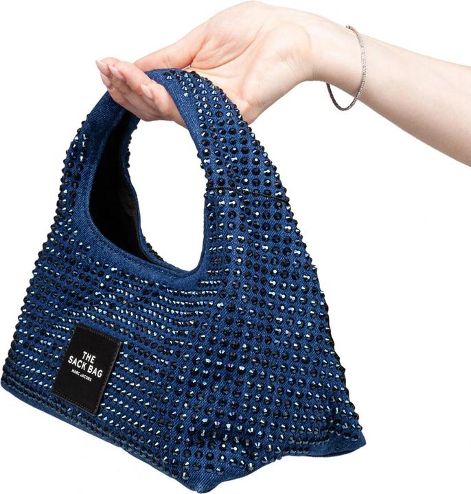 Actual product image Marc Jacobs the mini sack denim handbag with crystals