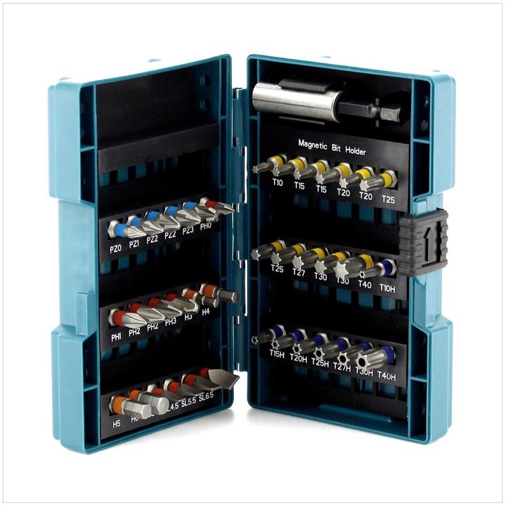 Produktbild Makita BitSet D37194 (4, 4.5, 5.5, 6.5, 27, 40, TX25, PH2, H6, PZ2, TX10, PH1, TX15, H3, TX30, PH0, PZ1, 27H, 15h, H4, 40H, PH3, 20H, PZ3, 25H, 30H, H5, TX20, PZ0)