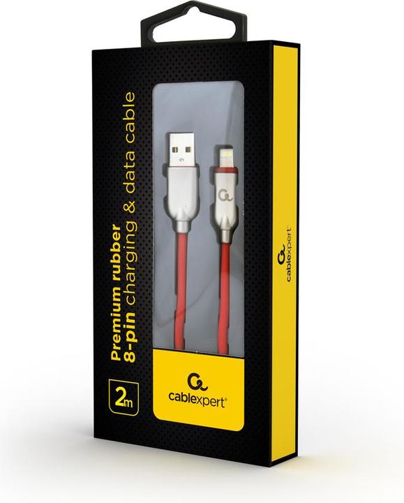 Immagine prodotto Gembird USB 2.0 (AM/8 pin lightning M) 2m oplot gumowy czerwony (2 m, USB 2.0)