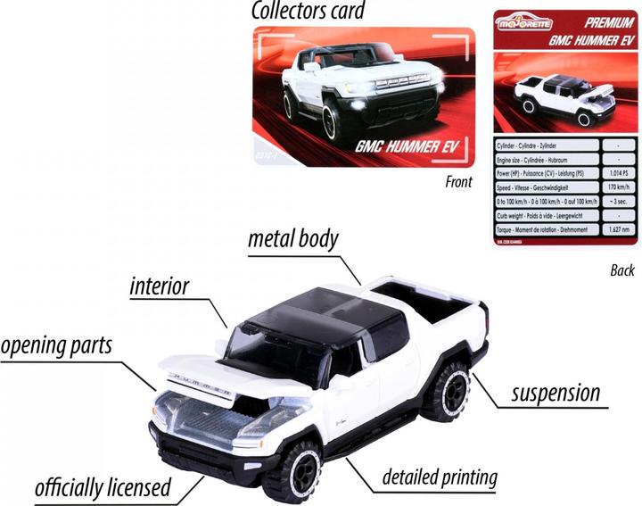Actual product image Majorette Premium Cars GMC Hummer EV, white